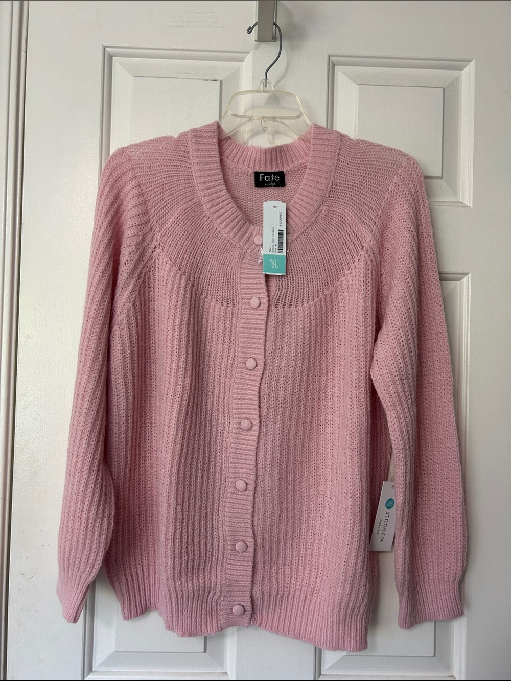 Fate Pale Pink Ribbed Button Down Cardigan Size XL